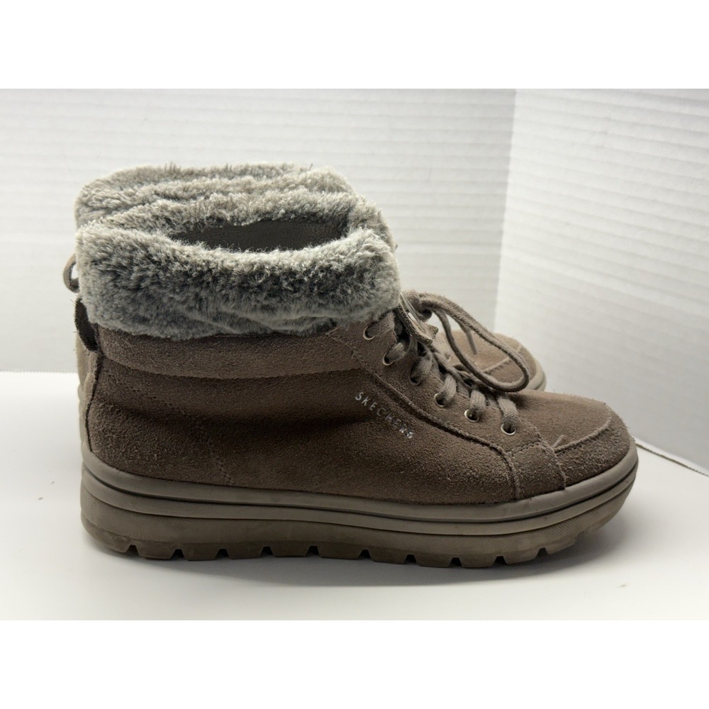 Skechers Street Cleat Everyday Chillz Suede Ankle Boot Style Taupe Women's Sz 8‎